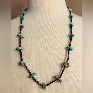 Navajo Sterling Heishi & Turquoise Stand Necklace